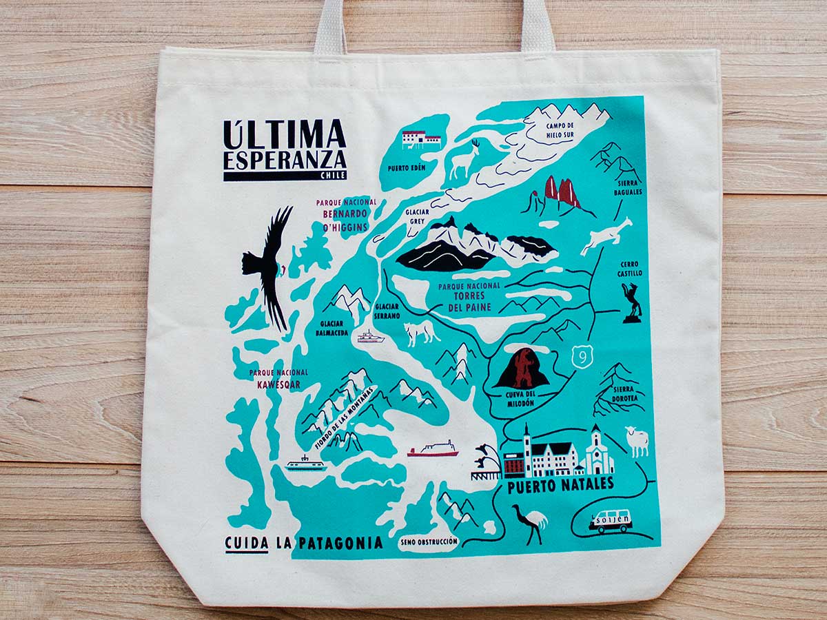 Patagonia Jumbo Tote Bag | Ultima Esperanza Map | Chile